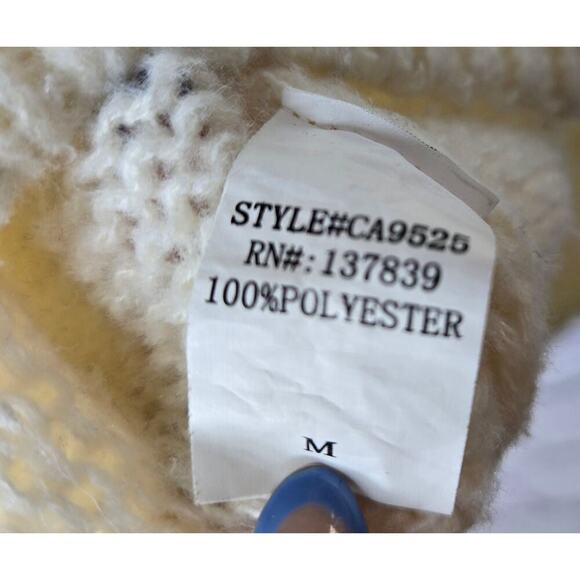 Luna Ivy Oversized Cream Strawberry Knit Cardigan Sweater Womens Medium Preppy - Picture 9 of 9